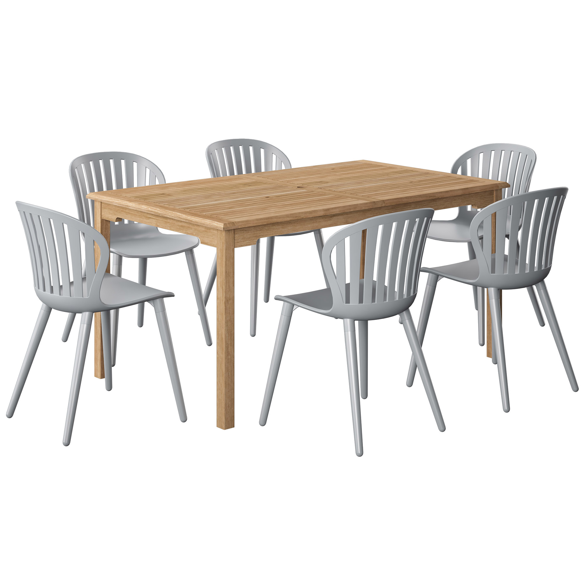 Cayana 7-Pc Rectangular Outdoor Teak Dining Set Cayana 7-Pc Rectangular Outdoor Teak Dining Set