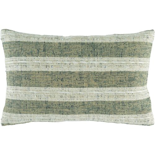 Raelis Stripe Accent 13"x20" Lumbar Pillow, Green
