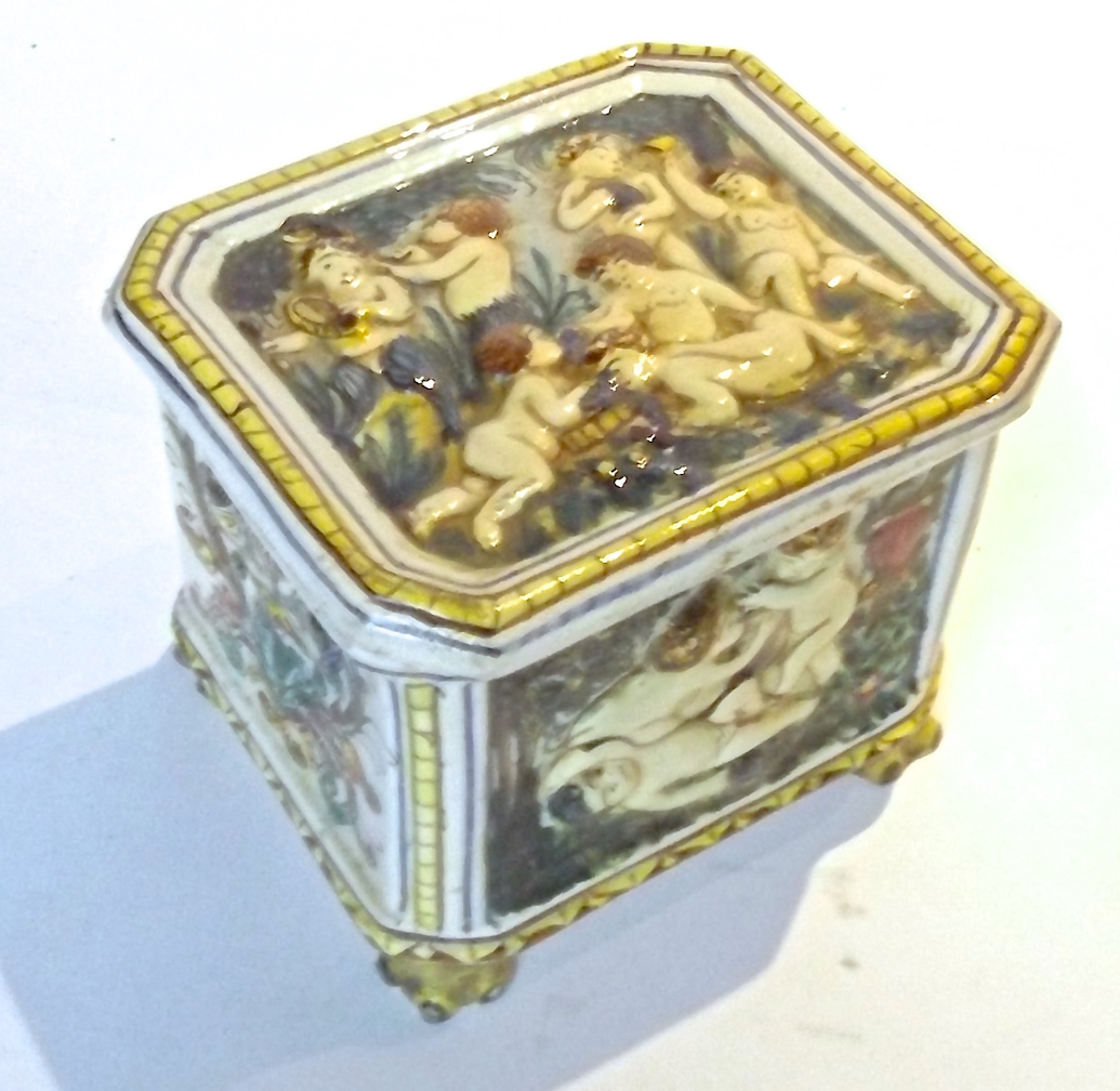 Italian Ceramic Cherub Lidded Box