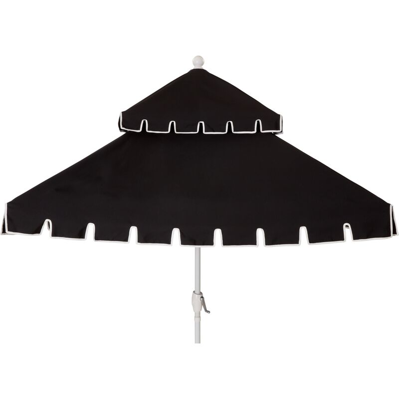 Liz Two-Tier Square Patio Umbrella, Black