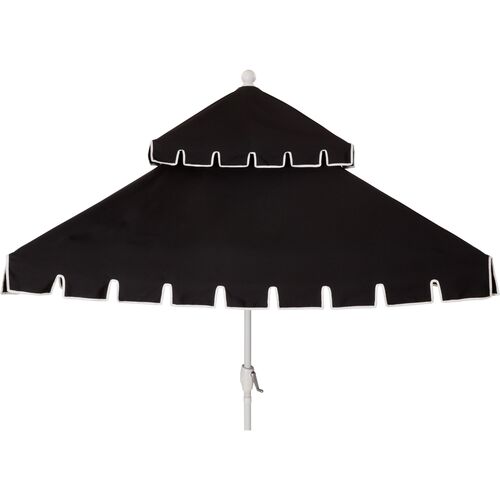 Liz Two-Tier Square Patio Umbrella, Black~P77524352