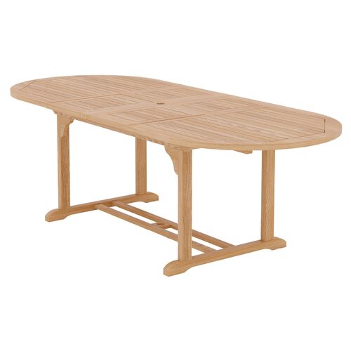 Elroy Oval Outdoor Extension Dining Table, Natural Teak~P77649430