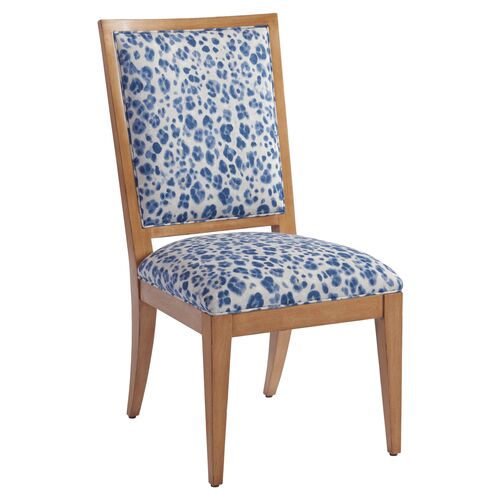 Eastbluff Dining Side Chair, Blue Leopard Linen~P77472081