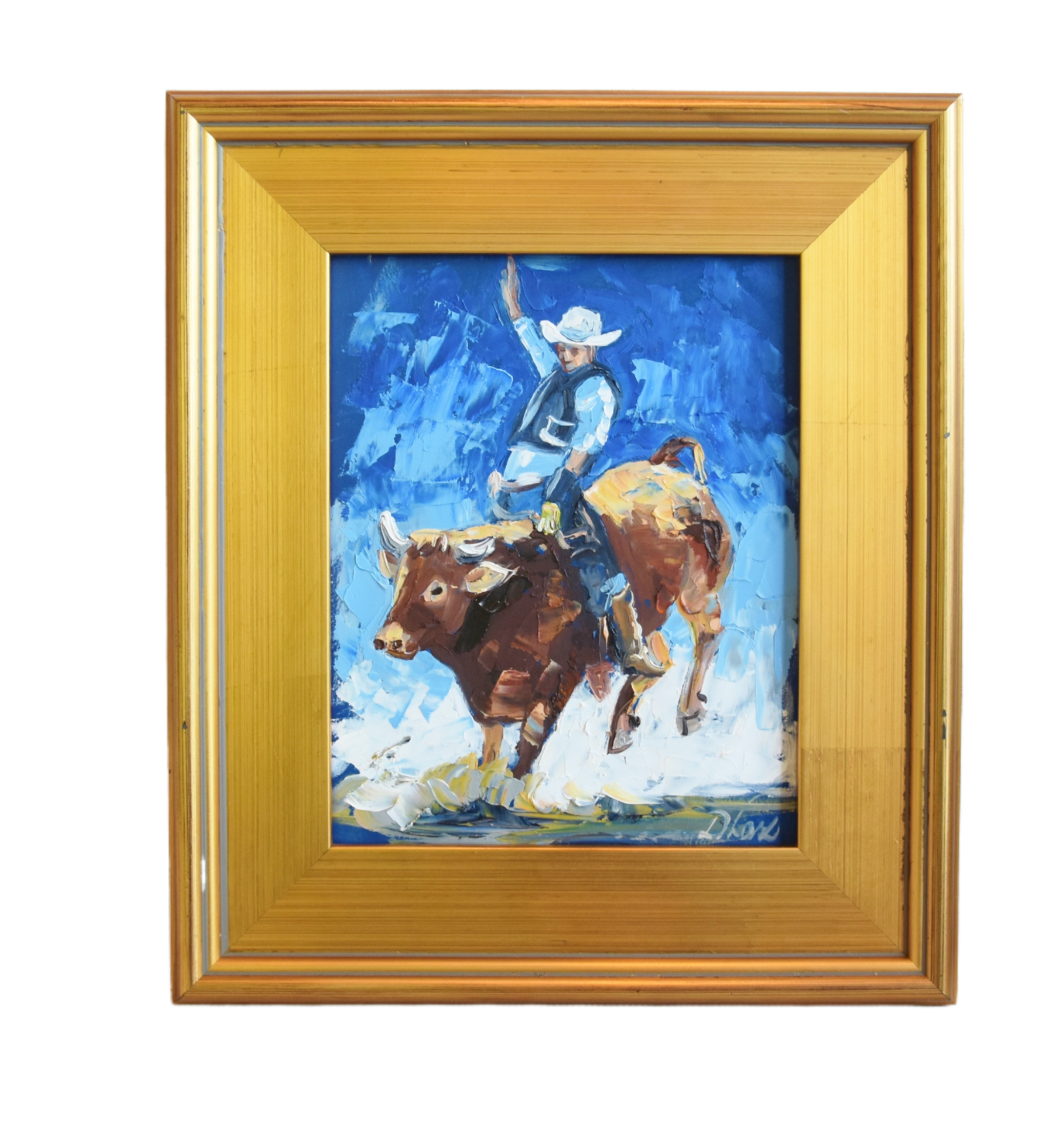 Western Rodeo Cowboy Bull Rider Painting~P77683492