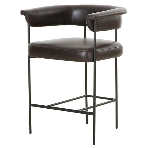 Tate Leather Counter Stool, Sonoma Black