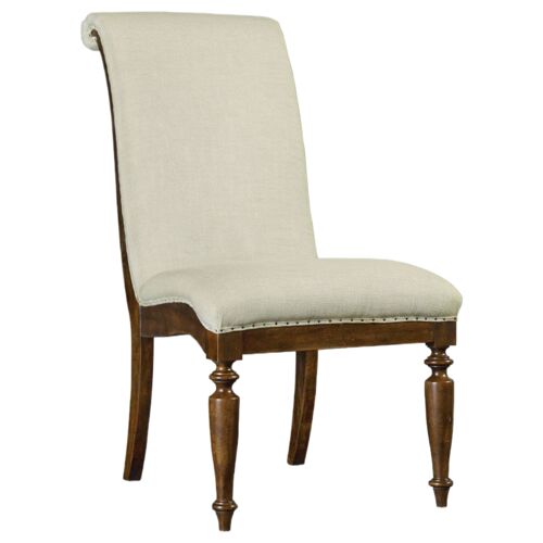 Archivist Upholstered Linen Side Chair, Beige