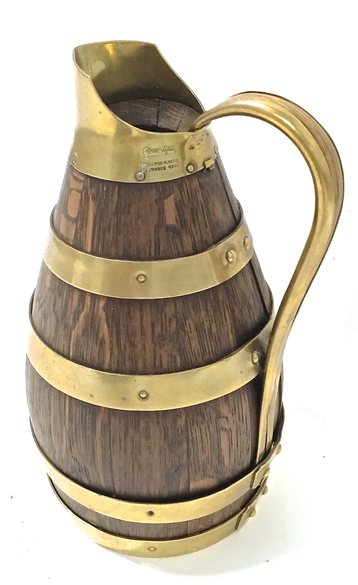 French Oak & Brass Miniature Wine Jug~P77662935