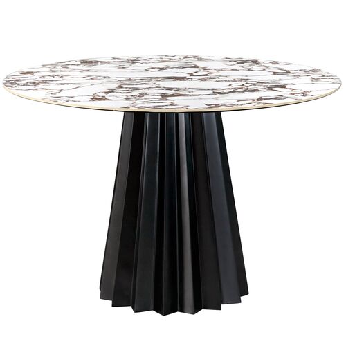 Baylor 47" Round Dining Table, Black/White