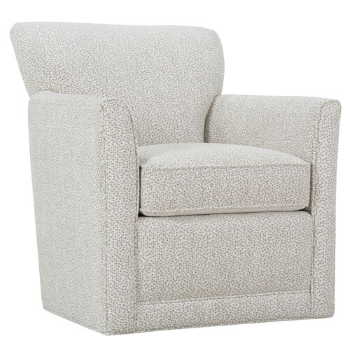 Scottie Square Swivel Chair, Chenille Wheat Dot