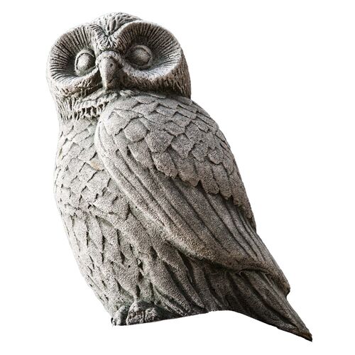 12" Night Owl Outdoor Statue, Alpine Stone~P46784360