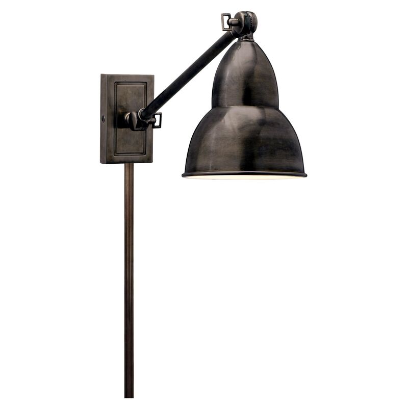 French Single Arm Library Light, Bronze