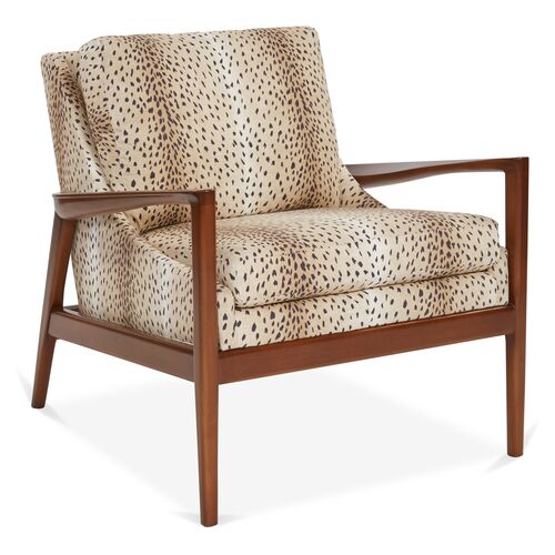 Ebonwood Accent Chair, Tan/Black Linen~P77412115