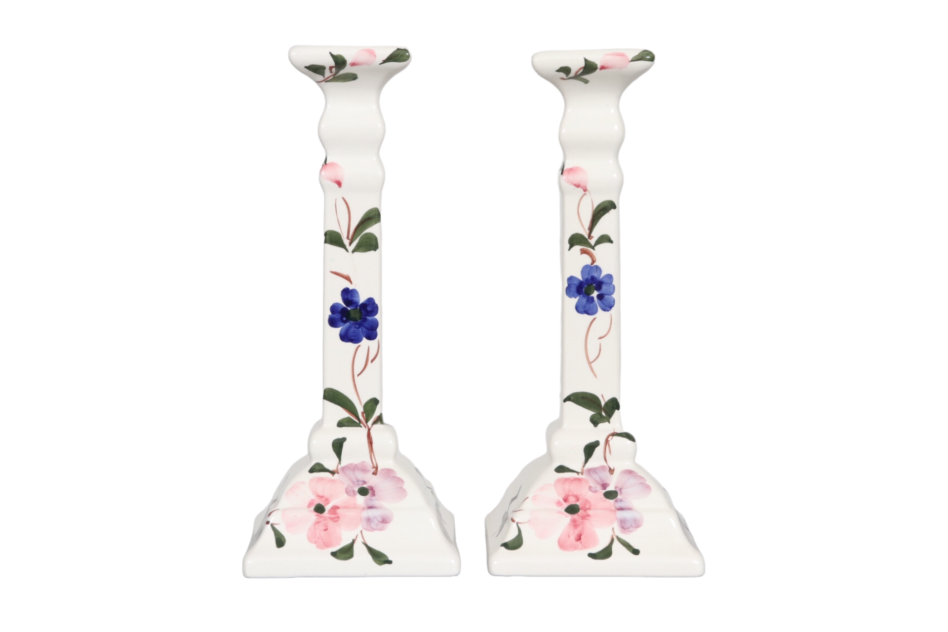 Floral Ceramic Candlesticks - a Pair~P77664744