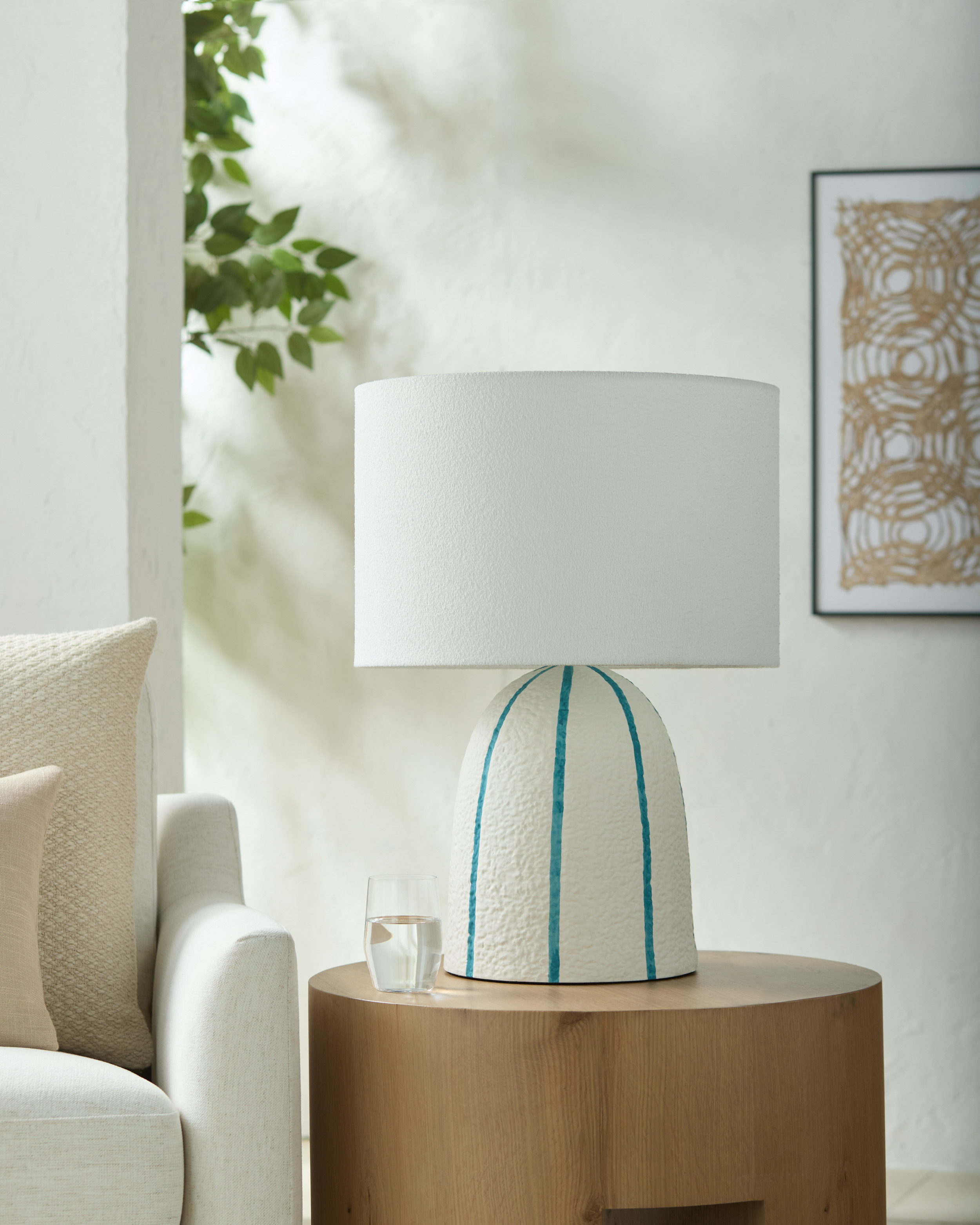 S/2 Roeden Stripe Cylinder Base Table Lamps, Clear/Gold | One