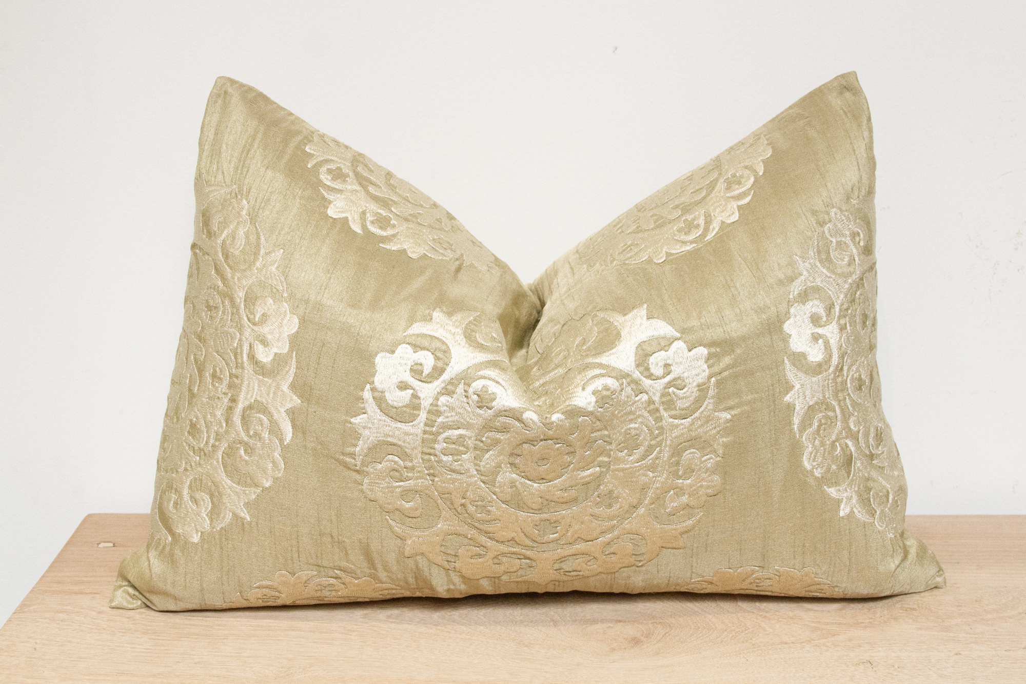 Tea Green Silk Suzani Pillow Cover~P77682033