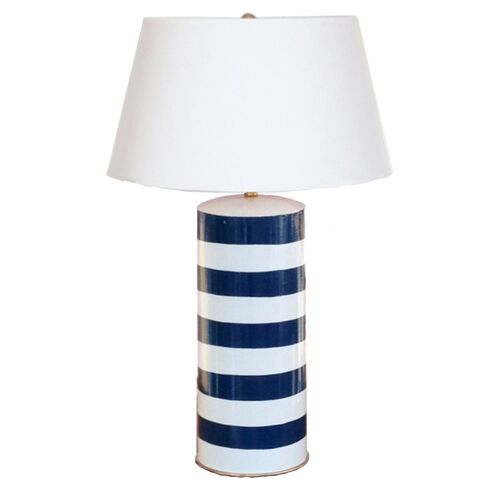 Striped Table Lamp, Navy~P77044063