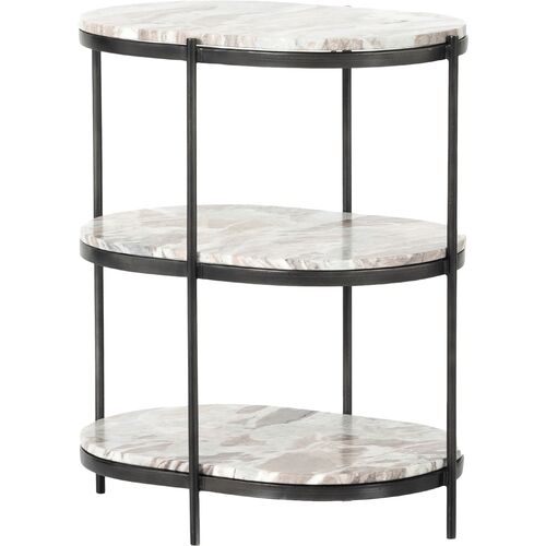 Lawson Oval Marble Nightstand, Gray~P77652920