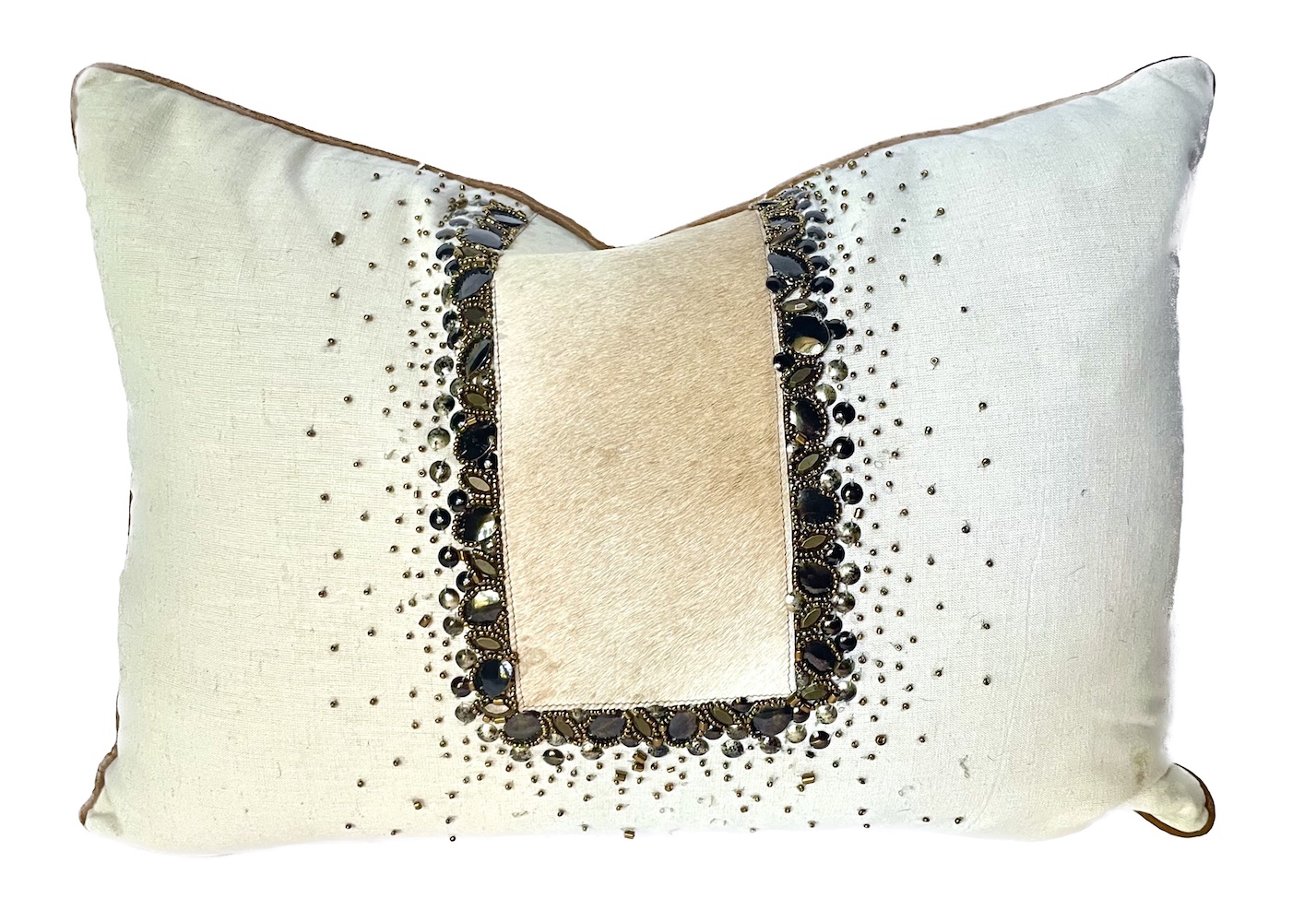 Cowhide & Mica Bead Pillow~P77738494