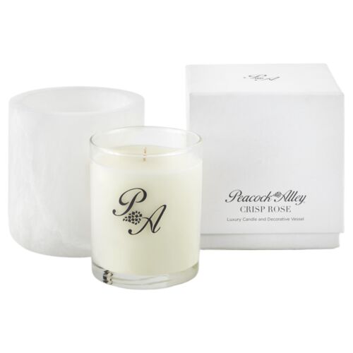 Crisp Rose 7.5oz Candle Gift Box Set With Alabaster Decorative Vessel Crisp Rose 7.5oz Candle Gift Box Set With Alabaster Decorative Vessel