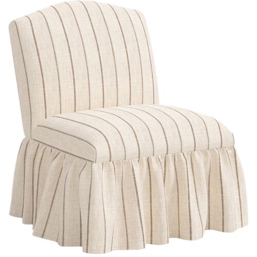 Maggie Ruffle Slipper Chair, Pinstripe