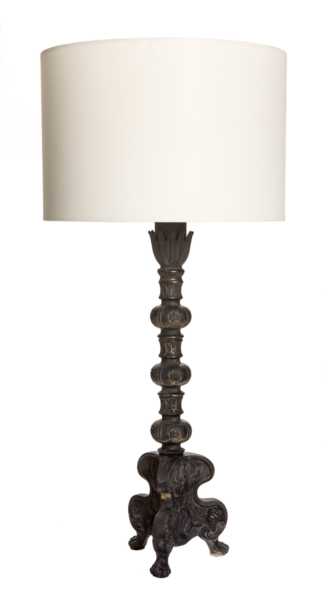 Candlestick Lamp White Linen Blend Shade~P77659023
