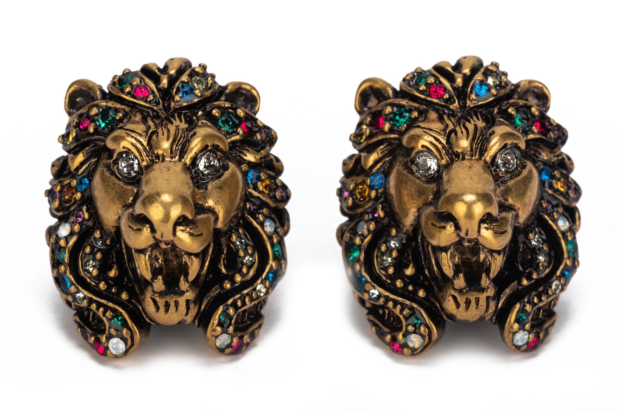 Gucci NIB Multicolor Lionshead Earrings~P77654502