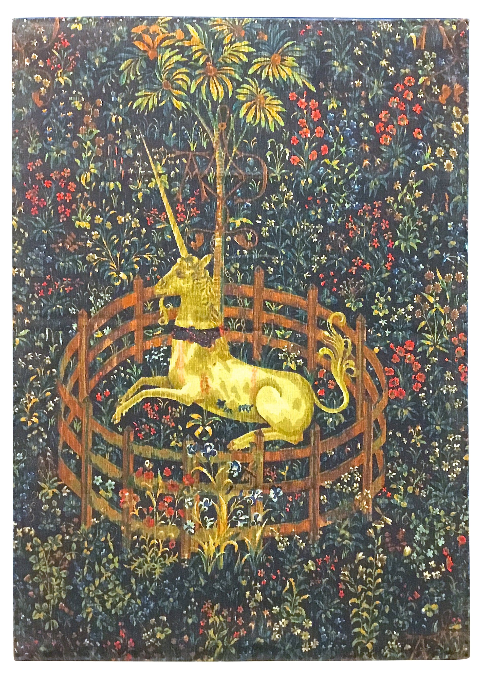 French Unicorn in Captivity Tapestry~P77543136