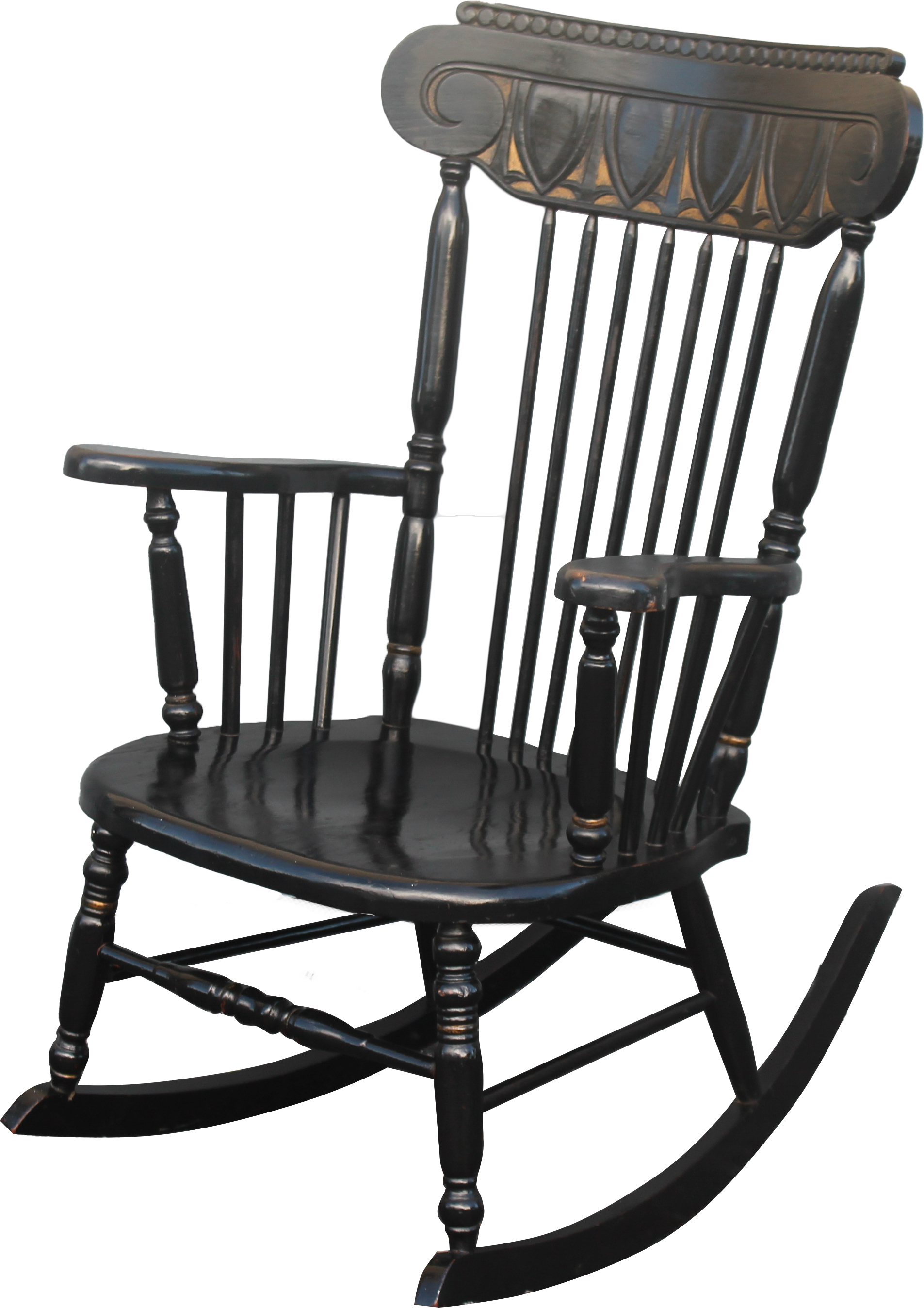 Antique Carved & Ebonized Rocking Chair~P77659349