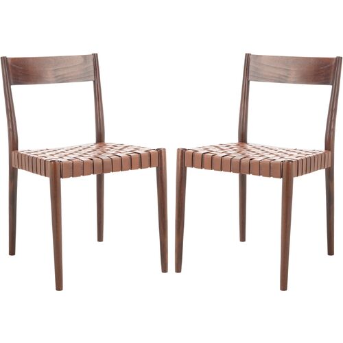 S/2 Vince Leather Dining Chairs, Brown~P77648041
