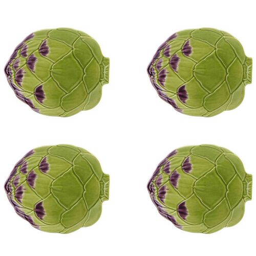 S/4 Artichoke Bread Plates, Green