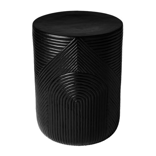 Nolan Outdoor Textured Ceramic Side Table, Black~P77650395