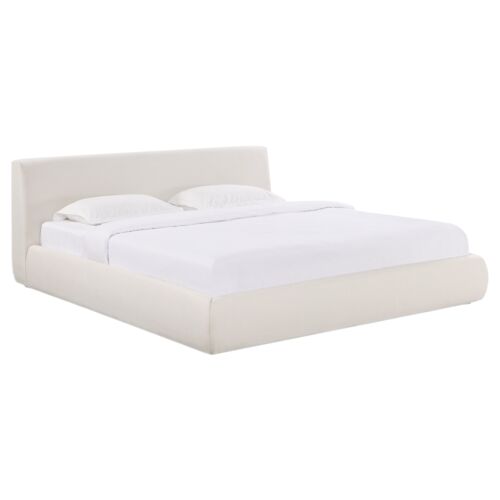 Orsa Upcycled Fabric Bed, Cream