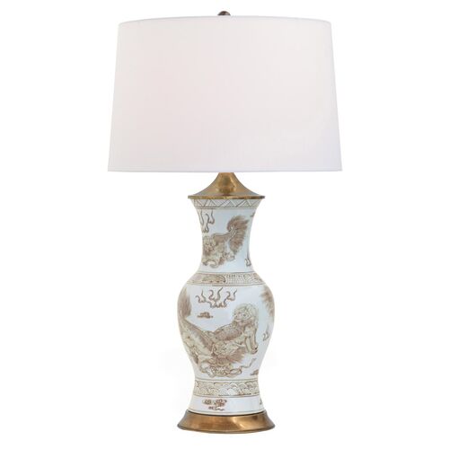 Chow Table Lamp, Brown/White~P77380129