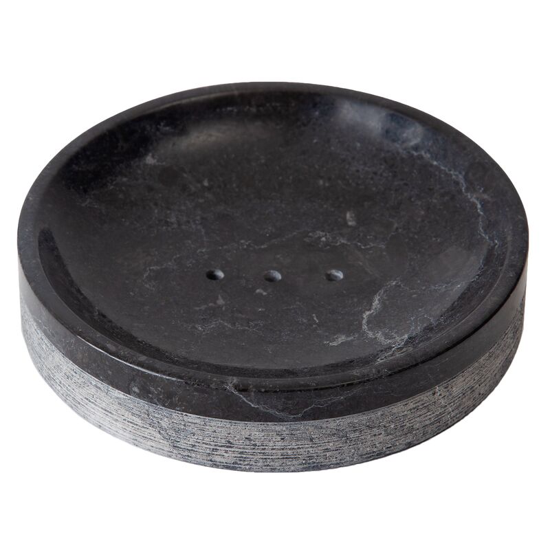 Crosby Marble Soap Dish, Black/Gray