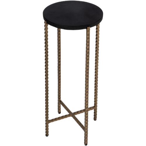 Roland Granite Cross Legs Side Table, Black