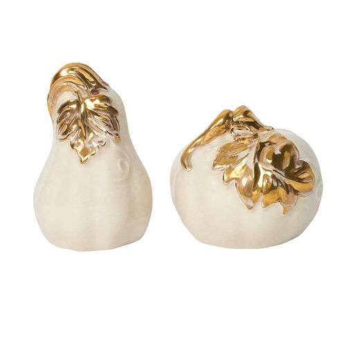 S/2 Forest Walk Pumpkin Salt & Pepper Shakers, Gold