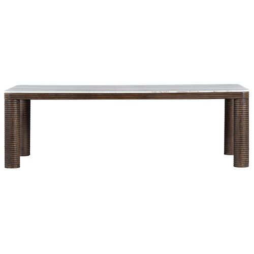 Matthew Dining Table, Brown Oak/White Marble