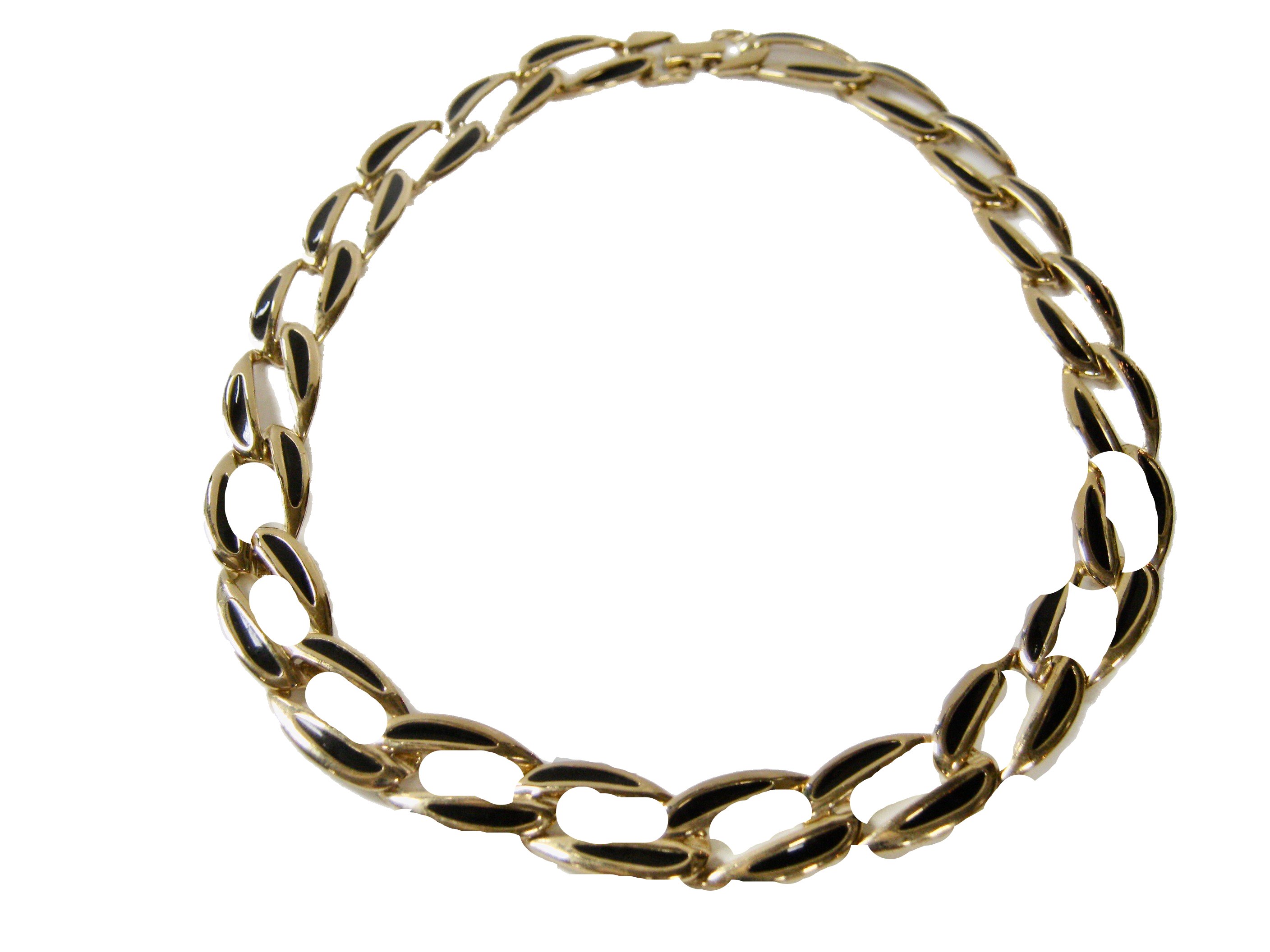 1980s Gold & Black Enamel Necklace~P77614444