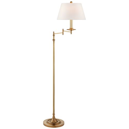 Dorchester Swing Arm Floor Lamp, Antique-Burnished Brass