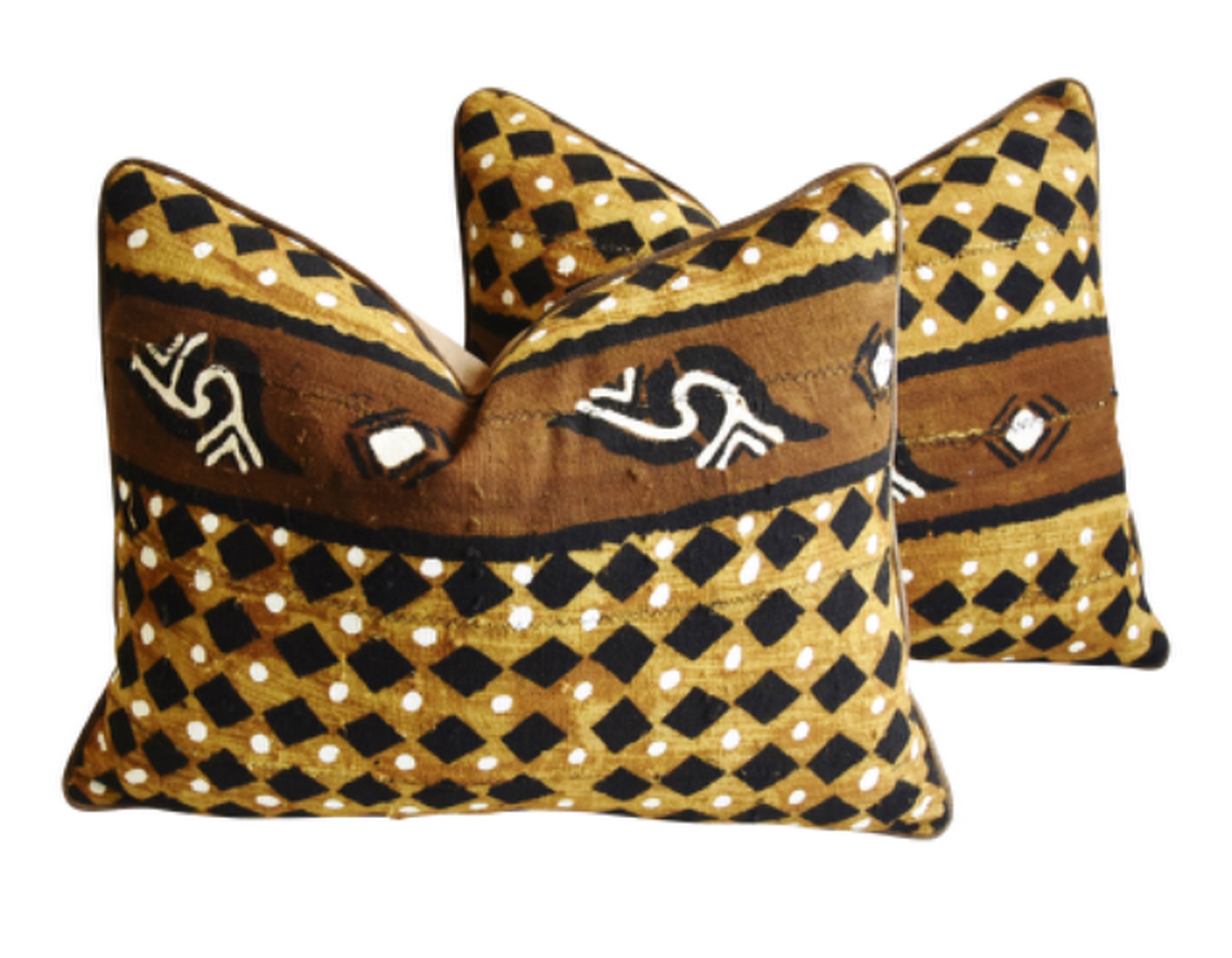 Malian Tribal Cloth & Velvet Pillows S/2~P77667674