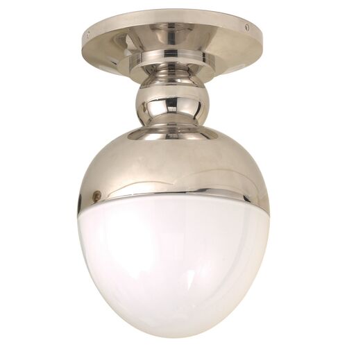 Clark Flush Mount With White Glass, Polished Nickel~P77541017