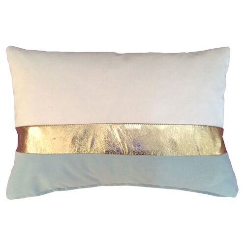 Kimberly 14x20 Lumbar Pillow, Gold/Blue~P77228104
