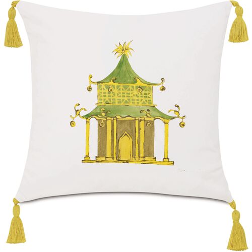Pagoda 20x20 Outdoor Pillow, Yellow/White~P77646567