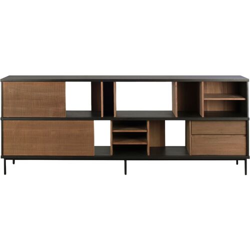 Oscar Teak Sideboard, 2 Sliding Doors/3-Drawer, Natural/Black