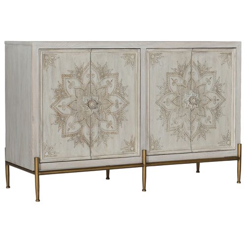 Melange Delilah 4-Door Handpainted Accent Chest, Cream Melange Delilah 4-Door Handpainted Accent Chest, Cream