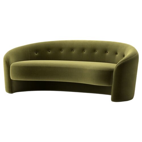 The Button Crescent Sofa, Performance Velvet The Button Crescent Sofa, Performance Velvet