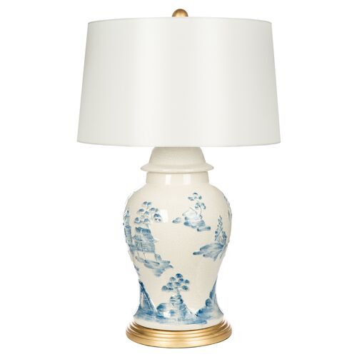 Asia Minor Table Lamp, Blue/Ivory~P77423455