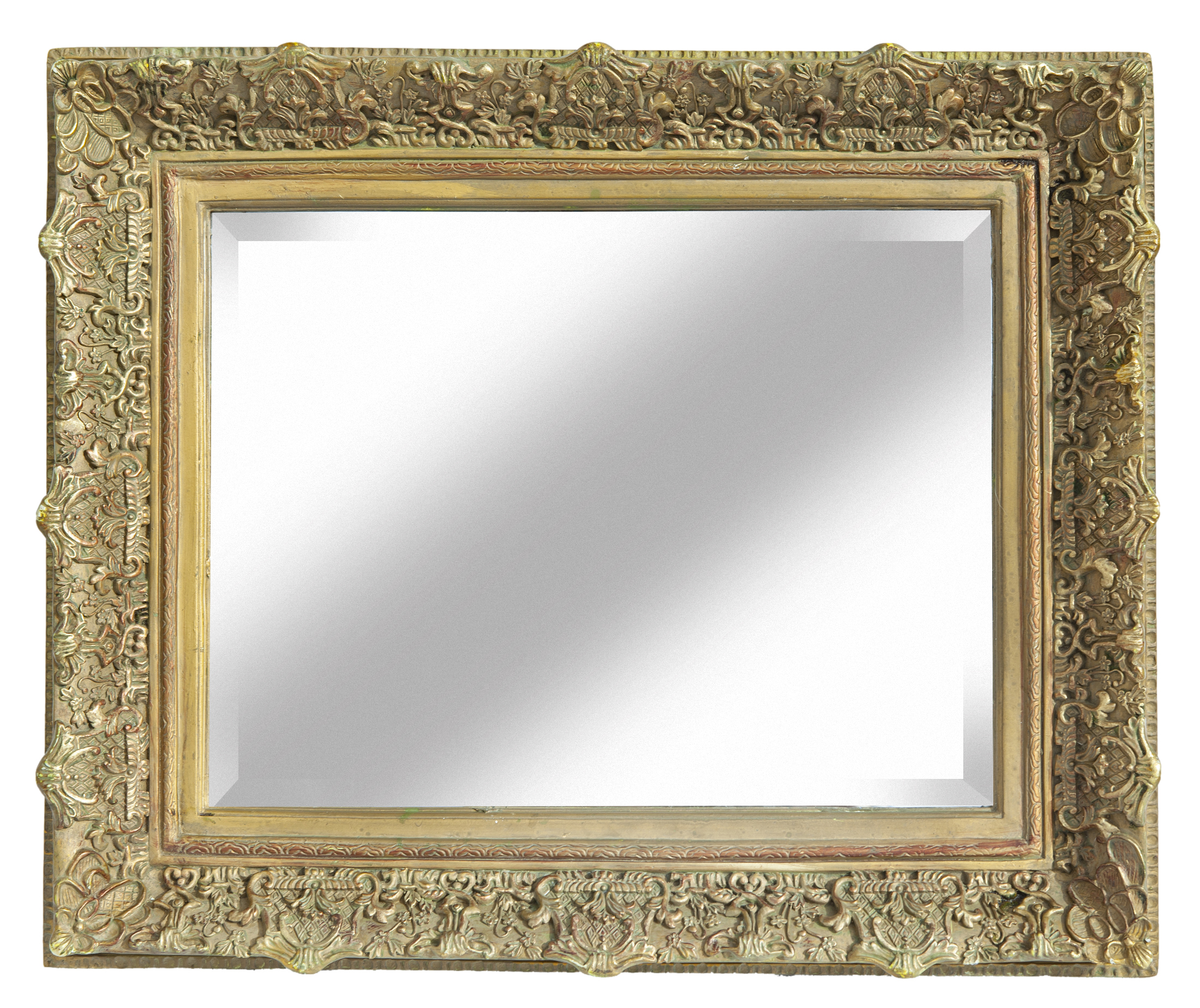 Ornate Antique Gold Beveled Mirror~P77659742