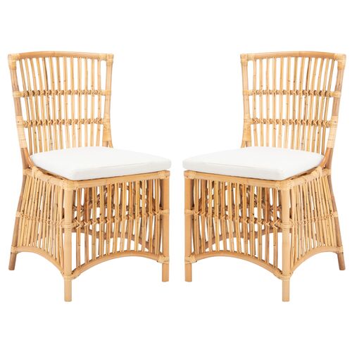 S/2 Ike Rattan Accent Chairs, Natural/White~P77648045
