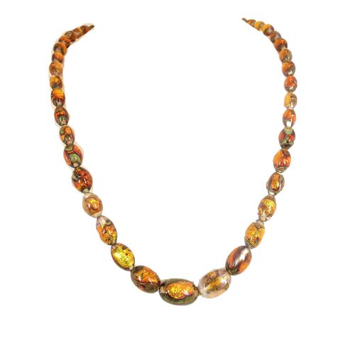 1950s Venetian Fire Opal Glass Necklace~P77623219
